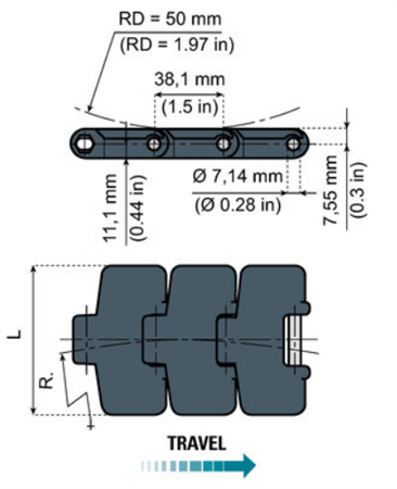 Sideflexing chain LF880M-K330