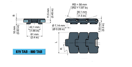 Sideflexing chain LF880TAB-K330