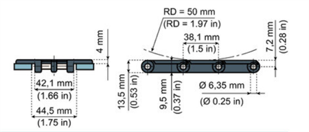 Straight running chain LF820-K400