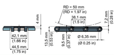 Straight running chain LF820-K350