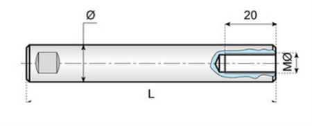 Axel Ø12 L=200 mm hål M8