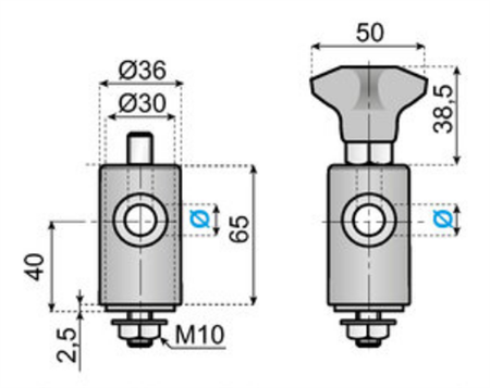 Mounting top with knob Ø12 H=40