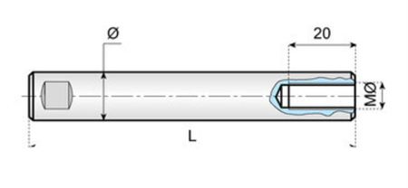 Adjusting rod Ø12 L=100 M8