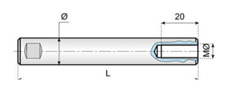 Adjusting rod Ø12 L=150 M8