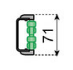 Roller guide (zinc plated profile) L=3000, green rollers