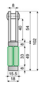 Rullist L=290 mm, vita rullar