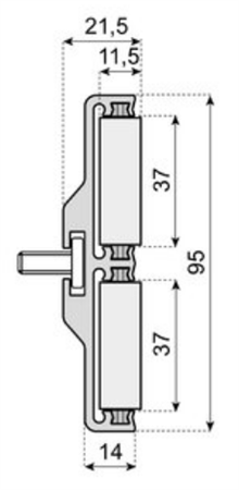 Roller guide H=95mm L=3m including 6 screws