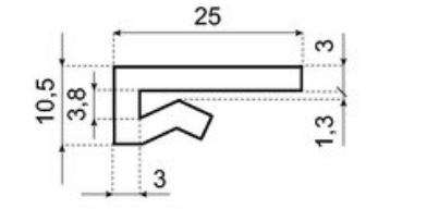 Profillist clip-on 25x3 mm vit