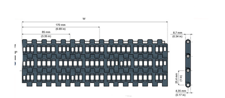Straight running modular belt LFG2250FG W=170 (Flushgrid)