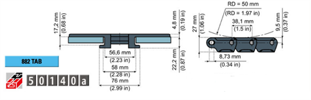 Sideflexing chain LF882TAB-K450