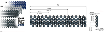 Rakgående modulband NGE2120FG B=425 (flushgrid)