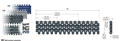 Straight running modular belt LFB2120 W=1275 (Flushgrid)